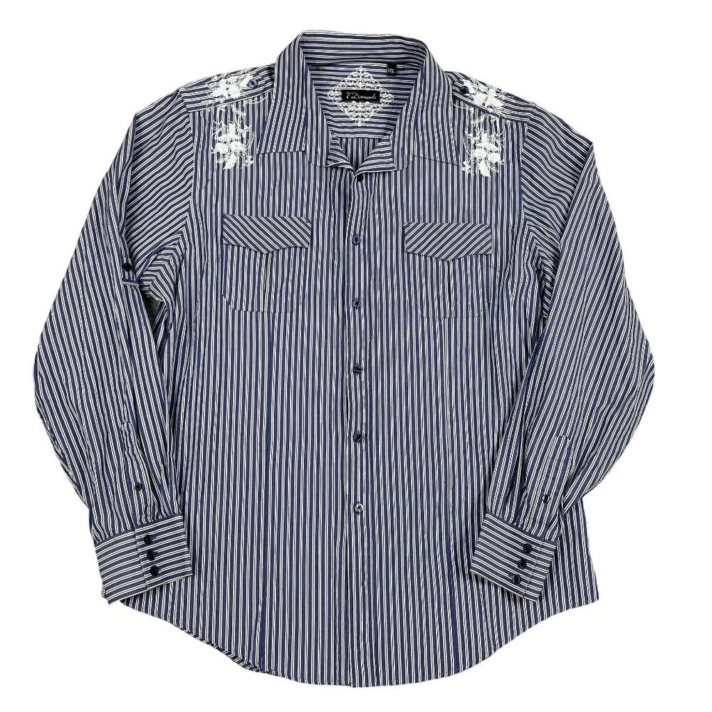 7 Diamonds Button Down Shirt Mens XXXL Floral Embroidered Striped Western